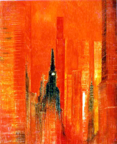 Malerei mit dem Titel "Orange Métallique.j…" von Xristo, Original-Kunstwerk, Öl