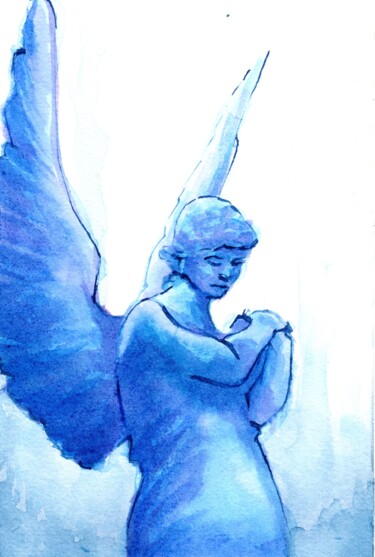 Peinture intitulée "Ange 9" par Xtof, Œuvre d'art originale, Aquarelle