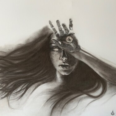Рисунок под названием "The Seer" - Xtof, Подлинное произведение искусства, Древесный уголь