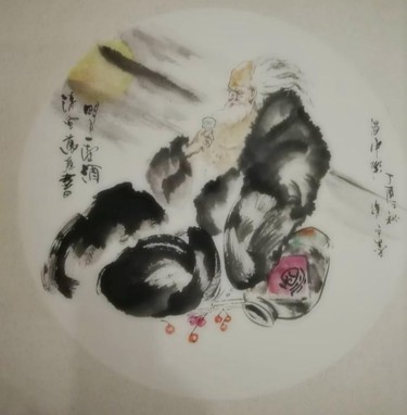 Xu Ping's Chinese Paintings: A Pot of Wine in the Bright Moo Painting titled "Xu Ping's Chinese P…" by Ping Xu 徐平, Original Art, Ink
