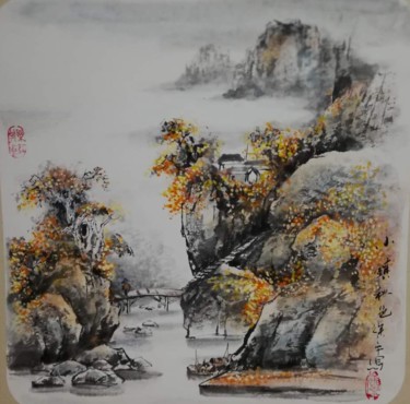 Schilderij getiteld "Xu Ping, Chinese Pa…" door Ping Xu Xu Ping, Origineel Kunstwerk, Aquarel