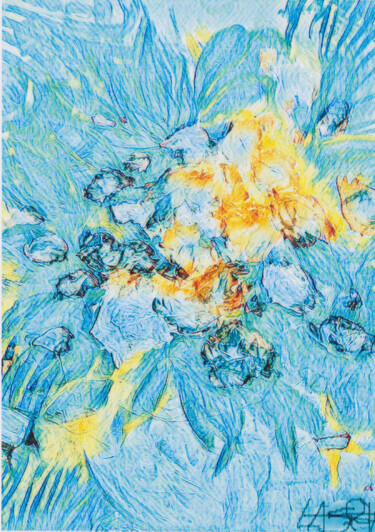 Artes digitais intitulada "bouquet bleu" por Xuélie.S, Obras de arte originais, Pintura digital