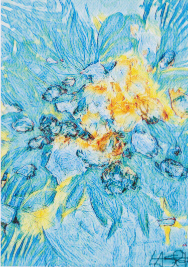 Arts numériques intitulée "bouquet bleu" par Xuélie.S, Œuvre d'art originale, Peinture numérique