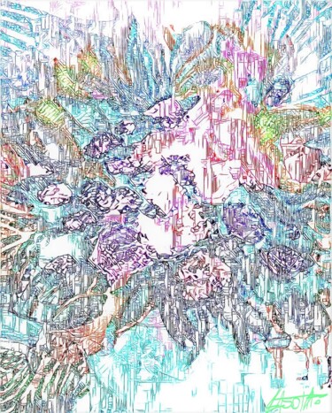 Цифровое искусство под названием "bouquet "lumière"" - Xuélie.S, Подлинное произведение искусства, Цифровая живопись
