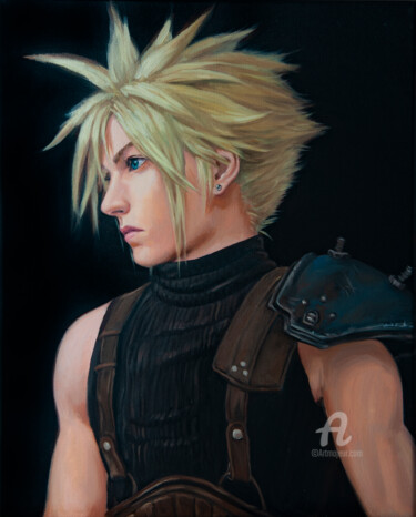 Painting titled "FINAL FANTASY VII" by Zhangxuewei, Original Artwork, Oil