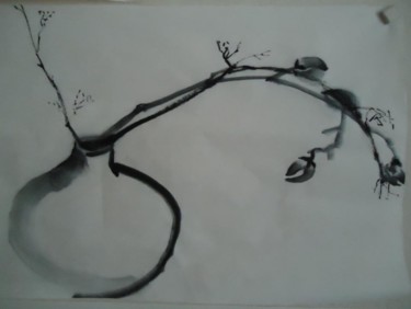 Peinture intitulée "vase et branche" par Xuyang Chu, Œuvre d'art originale