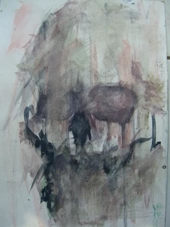 Painting titled "TENDRE CRANE" by Xuyang Chu, Original Artwork