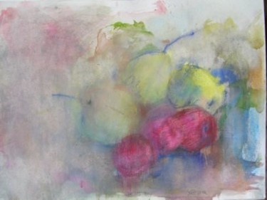 Painting titled "3 POIRES 3 PRUNES" by Xuyang Chu, Original Artwork