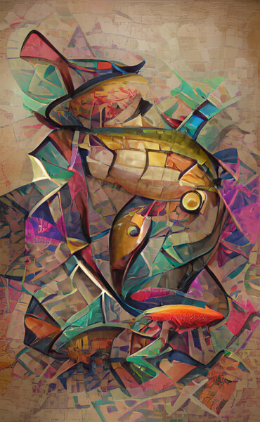 Artes digitais intitulada "fishes" por Mossart, Obras de arte originais, Pintura digital