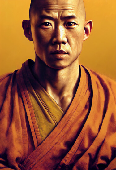 Digital Arts titled "Shaolin Monk" by Mossart, Original Artwork, AI generated image