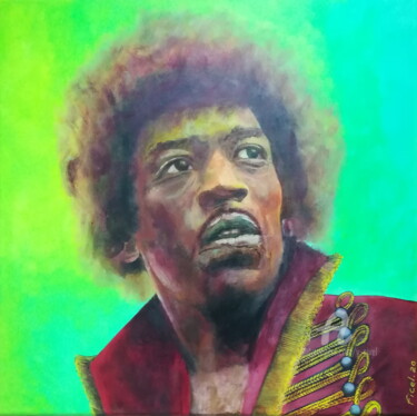 Schilderij getiteld "Jimi Hendrix" door Yannick Civel, Origineel Kunstwerk, Acryl