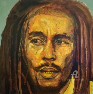 Painting titled "Bob Marley" by Yannick Civel, Original Artwork, Acrylic Mounted on Wood Stretcher frame