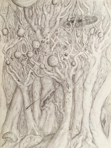 Painting titled "Forest" by Y. Eylül, Original Artwork, Pencil