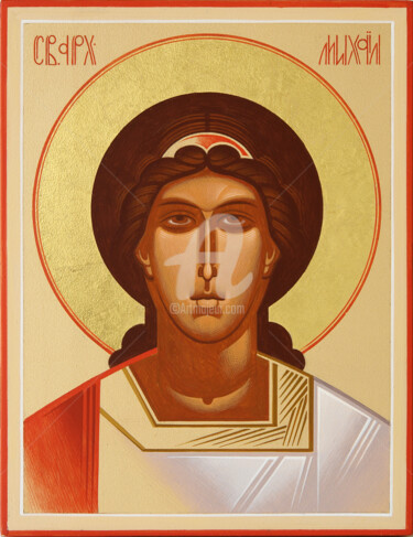 Malerei mit dem Titel "St. Michael the Arc…" von Yurii Hrechyn, Original-Kunstwerk, Acryl
