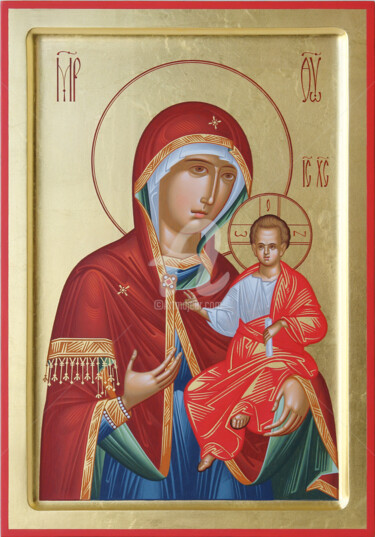 Картина под названием "Virgin Mary Hodeget…" - Yurii Hrechyn, Подлинное произведение искусства, Акрил