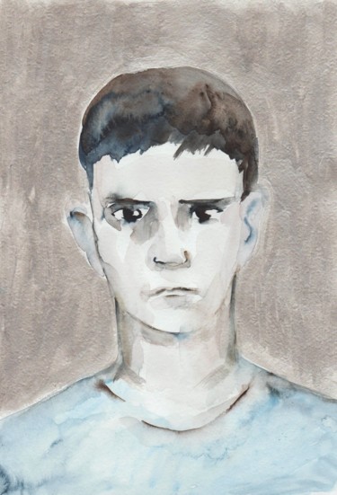 Painting titled "Silver boy" by Yuliya Kachan, Original Artwork, Watercolor
