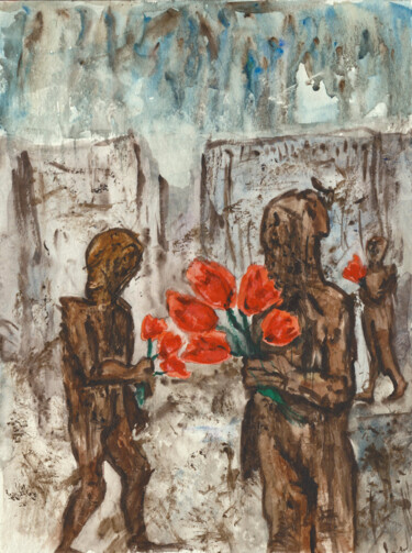 Painting titled "Flowers of early sp…" by Yuliya Kachan, Original Artwork, Watercolor