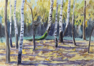 Pittura intitolato "October forest" da Yuliya Kachan, Opera d'arte originale, Acquarello