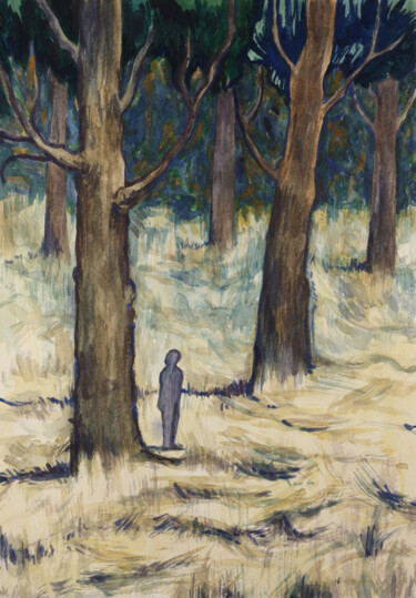 Painting titled "Giant trees" by Yuliya Kachan, Original Artwork, Watercolor