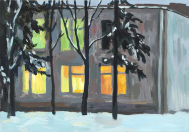 Peinture intitulée "Window light" par Yuliya Kachan, Œuvre d'art originale, Tempera