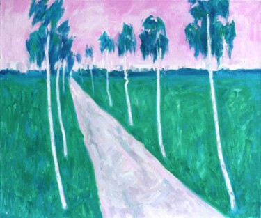 Peinture intitulée "Pink road" par Yuliya Kachan, Œuvre d'art originale, Huile