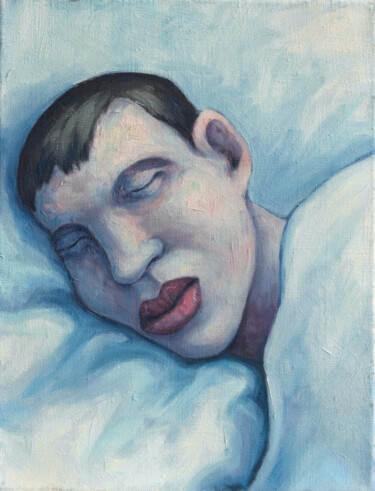 Pittura intitolato "Sleeping man 2" da Yuliya Kachan, Opera d'arte originale, Olio