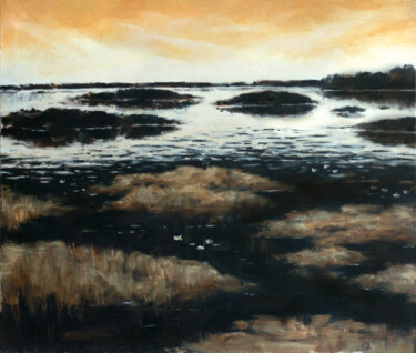 Картина под названием "Lake of lilies" - Yuliya Kachan, Подлинное произведение искусства, Масло