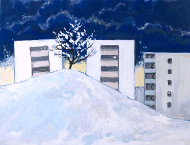 Malerei mit dem Titel "Winter tree" von Yuliya Kachan, Original-Kunstwerk, Tempera