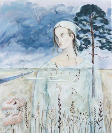 Painting titled "Ghosts" by Yuliya Kachan, Original Artwork, Oil Mounted on Wood Stretcher frame