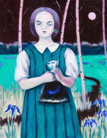 Картина под названием "Tadpole" - Yuliya Kachan, Подлинное произведение искусства, Масло Установлен на Деревянная рама для н…