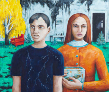 Картина под названием "After the fire" - Yuliya Kachan, Подлинное произведение искусства, Масло Установлен на Деревянная рам…