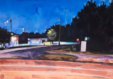 Peinture intitulée "City etude. Evening" par Yuliya Kachan, Œuvre d'art originale, Aquarelle
