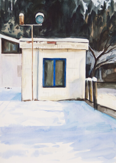 Painting titled "Winter etude" by Yuliya Kachan, Original Artwork, Watercolor