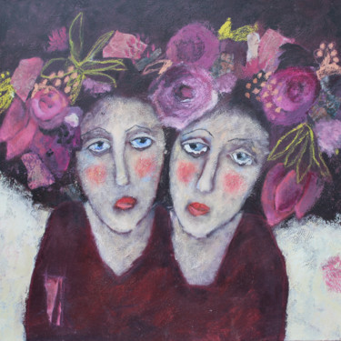 Painting titled "Flower girls I" by Yvonne Morell, Original Artwork, Acrylic