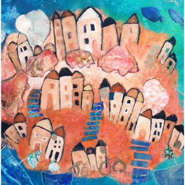 Collages titled "Happy Island II" by Yvonne Morell, Original Artwork