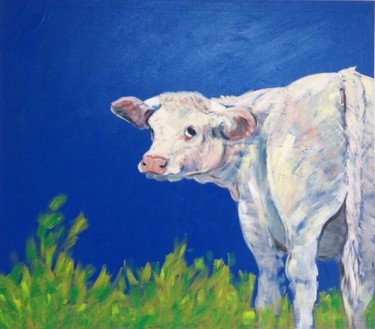 Peinture intitulée "La Vache" par Yaacov Ye'Hezkel Corda, Œuvre d'art originale, Acrylique