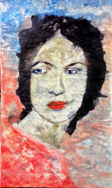Ζωγραφική με τίτλο "la-femme-brune" από Yaacov Ye'Hezkel Corda, Αυθεντικά έργα τέχνης, Ακρυλικό