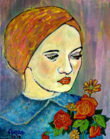 Painting titled "la-Rose" by Yaacov Ye'Hezkel Corda, Original Artwork, Acrylic