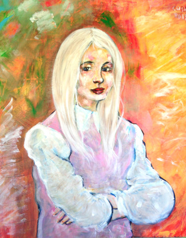 Peinture intitulée "la-fille-aux-cheveu…" par Yaacov Ye'Hezkel Corda, Œuvre d'art originale, Acrylique