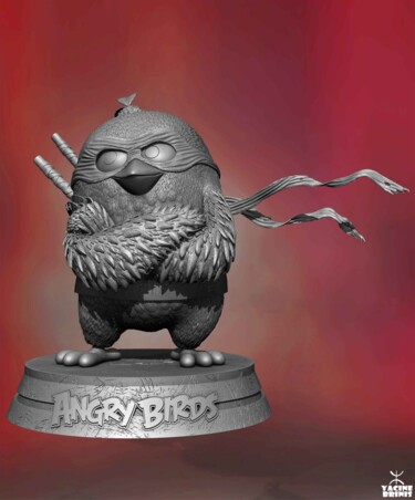 Digital Arts titled "Red Angry Birds Nin…" by Yacine Brinis, Original Artwork, 3D Modeling