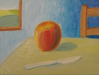 Peinture intitulée "Une pomme" par Yassine C, Œuvre d'art originale