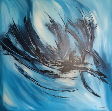 Painting titled "OISEAU BLEU" by Yaëlle Perez, Original Artwork, Acrylic