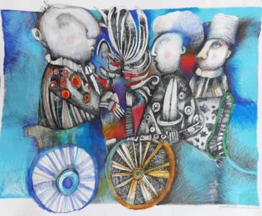 Dibujo titulada "Bicicleta y Maguei" por Yael Mancilla, Obra de arte original