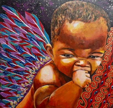 Peinture intitulée "Les anges aussi ont…" par Yaël Moon, Œuvre d'art originale, Acrylique