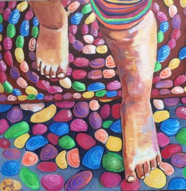 Peinture intitulée "Marcher" par Yaël Moon, Œuvre d'art originale, Acrylique