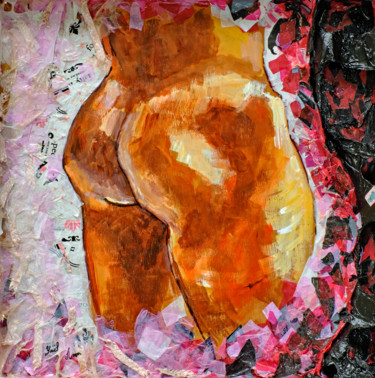 Schilderij getiteld "Fesses plastiques" door Yaël Moon, Origineel Kunstwerk, Acryl Gemonteerd op Houten paneel