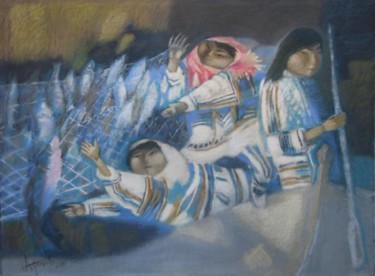 Painting titled "Нганасанские девушки" by Yuri Afonov, Original Artwork
