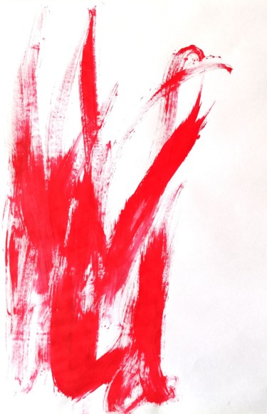 Картина под названием "Red Abstraction no.4" - Yağmur Turan, Подлинное произведение искусства, Акрил