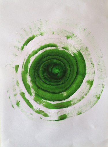 Painting titled "Green Abstraction n…" by Yağmur Turan, Original Artwork, Acrylic