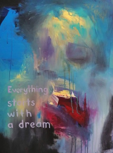 Painting titled "Everything starts w…" by Yağmur Turan, Original Artwork, Acrylic